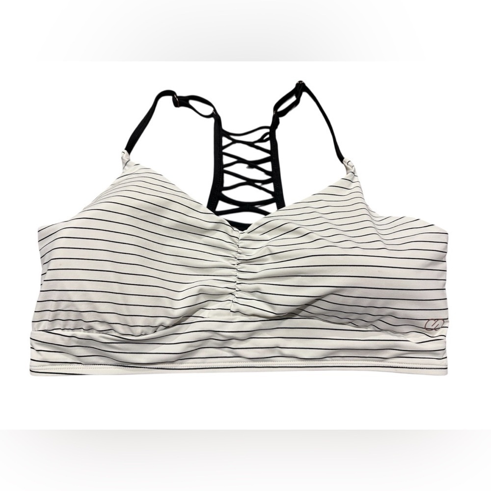 CALIA White Black Striped Ladder Back Bikini Top Size XL